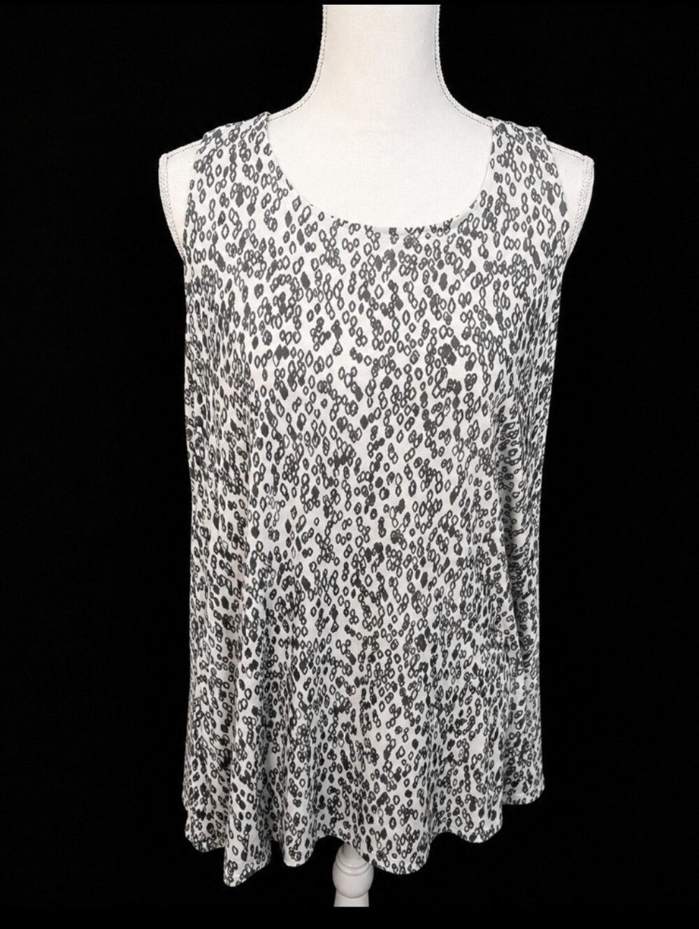 LOGO by Lori Goldstein Black White Geo Long Tank Top XL (8292)